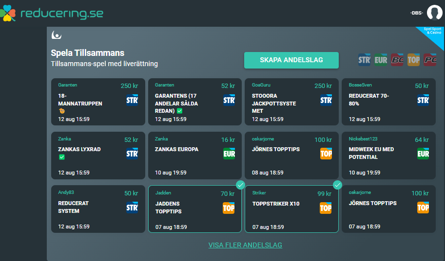 Reducerade andelsspel på reducering.se